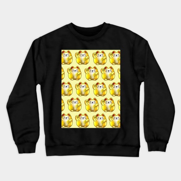 Lucky cat, gold maneki, pattern Crewneck Sweatshirt by cuisinecat